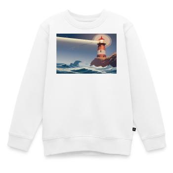 Leuchtturm bei Nacht - Kinder Premium Organic Sweatshirt - Weiß - Vorne - AI Model Kid Male (0cm)