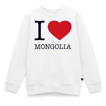 I LOVE MONGOLIA - Kinder Premium Organic Sweatshirt - Weiß - Vorne - AI Model Kid Male (0cm)