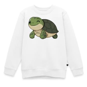 Tortue heureuse mignonne - dessin animé adorable et joyeux - Sweat Premium enfant bio - blanc - Devant - AI Model Kid Male (0cm)