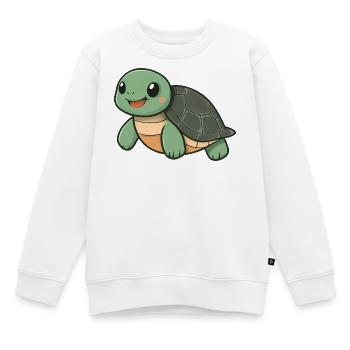 Tortue heureuse mignonne - dessin animé adorable et joyeux - Sweat Premium enfant bio - blanc - Devant - AI Model Kid Male (0cm)
