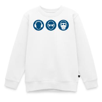 Trois singes - entendre, voir, ne rien dire - Sweat Premium enfant bio - blanc - Devant - AI Model Kid Male (0cm)