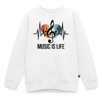 Music is Life clef outfit fans de musique et - Sweat Premium enfant bio - blanc - Devant - AI Model Kid Male (0cm)