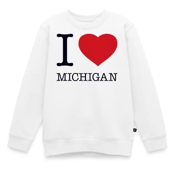 J’ADORE LE MICHIGAN - Sweat Premium enfant bio - blanc - Devant - AI Model Kid Male (0cm)