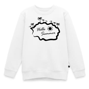 Hello Summer Insel Palmen - Kinder Premium Organic Sweatshirt - Weiß - Vorne - AI Model Kid Male (0cm)