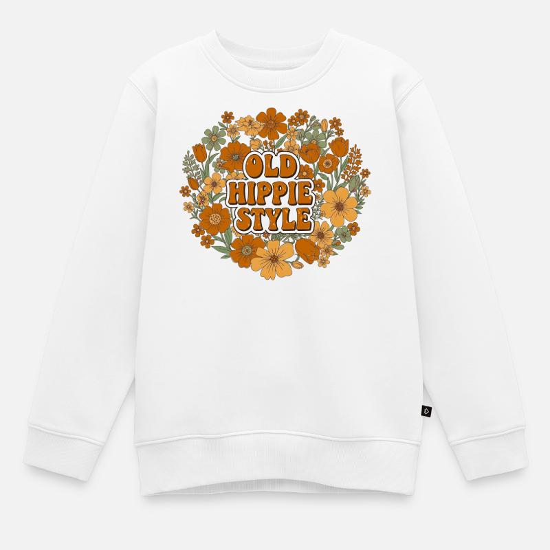 Style branché à l’ancienne comme flower power des années 70 - Sweat Premium enfant bio - blanc