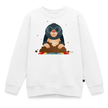 Sympathischer Maulwurf mit Brille–Tolles Tiermotiv - Kinder Premium Organic Sweatshirt - Weiß - Vorne - AI Model Kid Male (0cm)