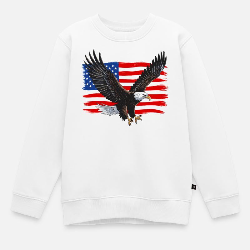 États-Unis - Sweat Premium enfant bio - blanc
