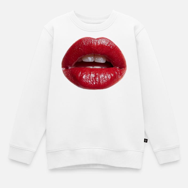 Lips - Kids Premium Organic Sweatshirt - white
