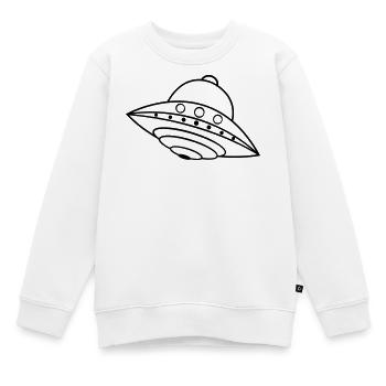 UFO Alien Ship Space Doodle - Kids Premium Organic Sweatshirt - white - Front - AI Model Kid Male (0cm)