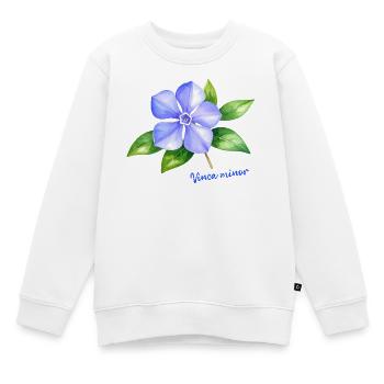 Vinca Minor - Watercolor botanical illustration - Kids Premium Organic Sweatshirt - white - Front - AI Model Kid Male (0cm)