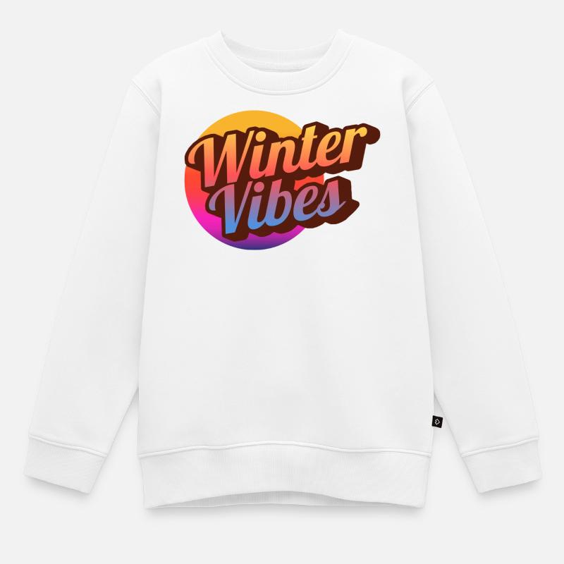 Winter Vibes Retro Gradient - Kids Premium Organic Sweatshirt - white
