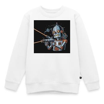 Retro Sci-Fi Roboter mit Laserwaffe - Kinder Premium Organic Sweatshirt - Weiß - Vorne - AI Model Kid Male (0cm)