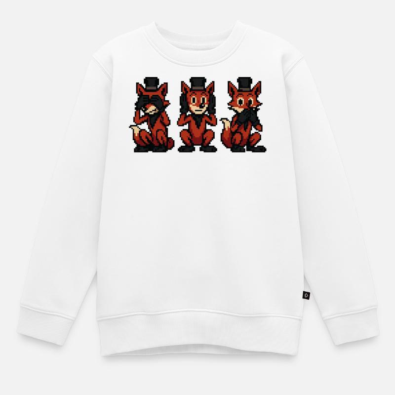 Renard à la manière des 3 singes - Sweat Premium enfant bio - blanc