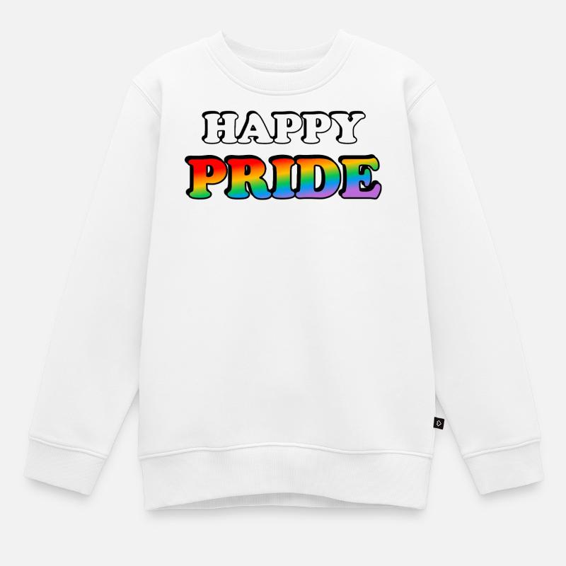 Pride Rainbow Text Design - Kids Premium Organic Sweatshirt - white