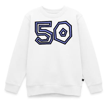 50. 50 ANS. 50e ANNIVERSAIRE. ANNIVERSAIRE 50 ANS. - Sweat Premium enfant bio - blanc - Devant - AI Model Kid Male (0cm)