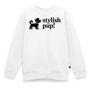 Entzückender schwarzer Welpe mit rosa Halsband - Kinder Premium Organic Sweatshirt - Weiß - Vorne - AI Model Kid Male (0cm)