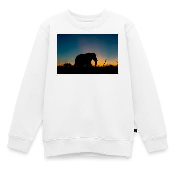 Silhouettenfoto eines Elefanten während der Goldenen Stunde - Kinder Premium Organic Sweatshirt - Weiß - Vorne - AI Model Kid Male (0cm)