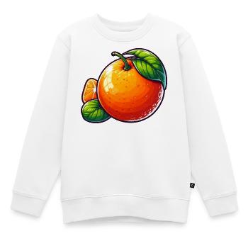 Illustration einer Mandarine mit grünen Blättern - Kinder Premium Organic Sweatshirt - Weiß - Vorne - AI Model Kid Male (0cm)
