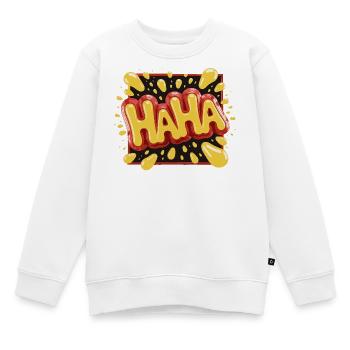 Lebhaftes Haha-Design im Comic-Stil - Kinder Premium Organic Sweatshirt - Weiß - Vorne - AI Model Kid Male (0cm)