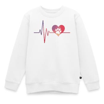 Hundepfote mit Herzschlag Tierliebhaber - Kinder Premium Organic Sweatshirt - Weiß - Vorne - AI Model Kid Male (0cm)