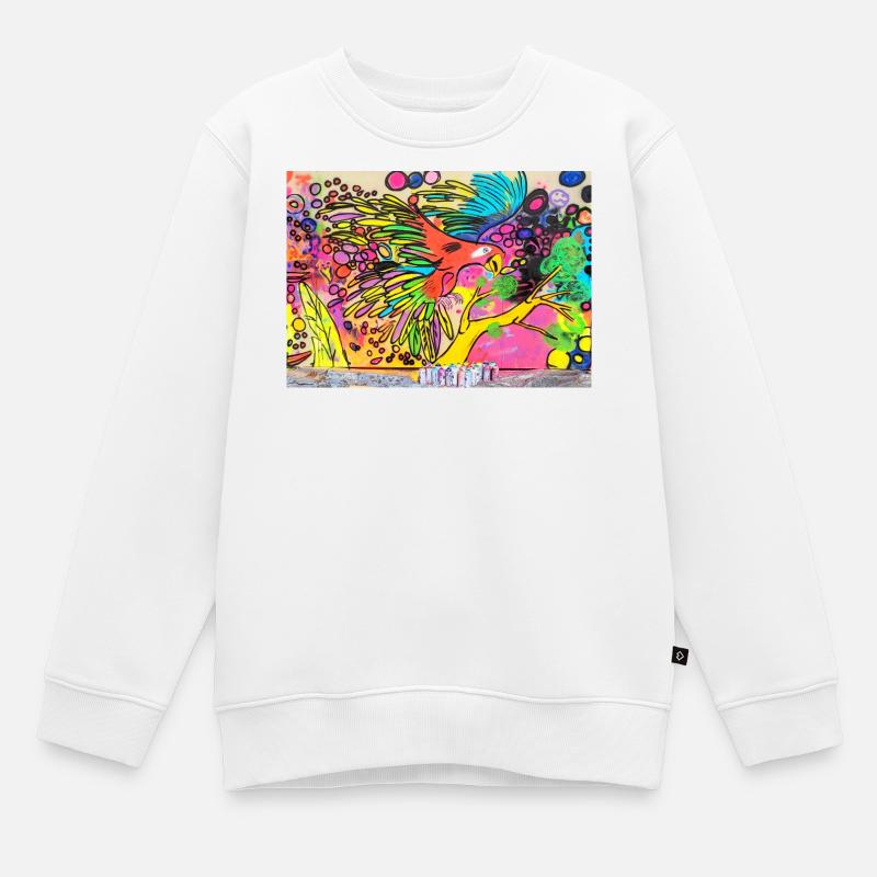 Bunter Papagei - Kinder Premium Organic Sweatshirt - Weiß