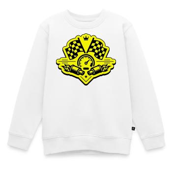 Racing Rennflagge Auspuff Tacho - Kinder Premium Organic Sweatshirt - Weiß - Vorne - AI Model Kid Male (0cm)