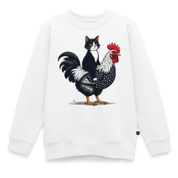 Katze und Hahn Fusion Illustriert - Kinder Premium Organic Sweatshirt - Weiß - Vorne - AI Model Kid Male (0cm)