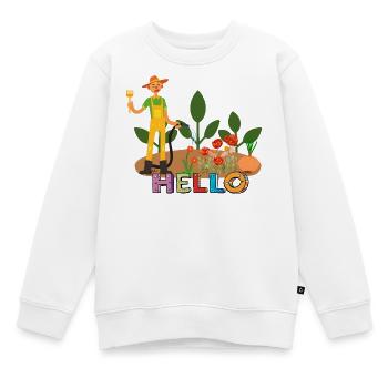 Bonjour jardinier – jardinier et fleurs. - Sweat Premium enfant bio - blanc - Devant - AI Model Kid Male (0cm)