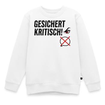 Gesichert Kritisch! Spruch Augen Design - Kinder Premium Organic Sweatshirt - Weiß - Vorne - AI Model Kid Male (0cm)