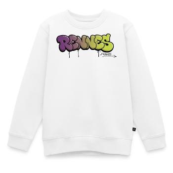 Lettrage graffiti rennais avec dégradé de couleurs - Sweat Premium enfant bio - blanc - Devant - AI Model Kid Male (0cm)