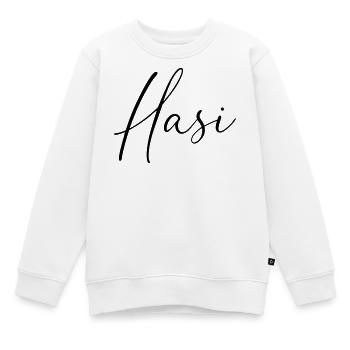 Hasi / Conception de l’écriture manuscrite - Sweat Premium enfant bio - blanc - Devant - AI Model Kid Male (0cm)