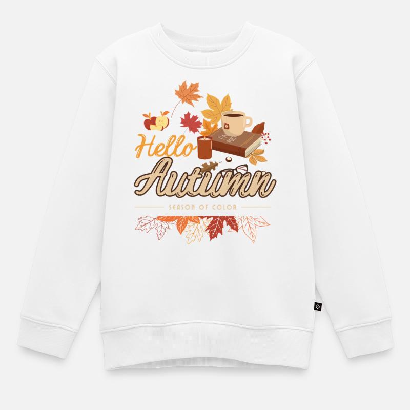 Confort automnal avec le café - Sweat Premium enfant bio - blanc