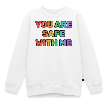 Du bist bei mir sicher, Regenbogen - Kinder Premium Organic Sweatshirt - Weiß - Vorne - AI Model Kid Male (0cm)