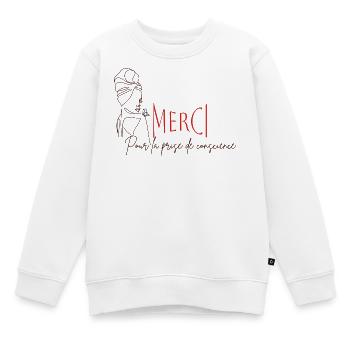 Merci pour la prise de conscience - Sweat Premium enfant bio - blanc - Devant - AI Model Kid Male (0cm)