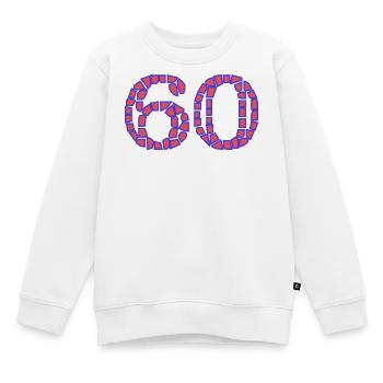 60. 60 ANS. 60e ANNIVERSAIRE. ANNIVERSAIRE 60 ANS. - Sweat Premium enfant bio - blanc - Devant - AI Model Kid Male (0cm)