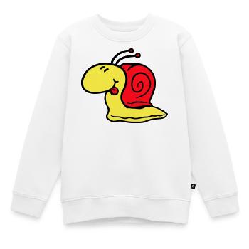 Schnecke frech Zunge rausstrecken schnell klein - Kinder Premium Organic Sweatshirt - Weiß - Vorne - AI Model Kid Male (0cm)