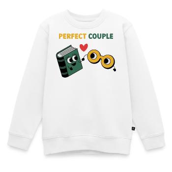 Couple parfait : nuage et parapluie - Sweat Premium enfant bio - blanc - Devant - AI Model Kid Male (0cm)