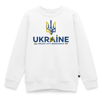 Dreizack Sonnenblume Ukraine Flagge - Kinder Premium Organic Sweatshirt - Weiß - Vorne - AI Model Kid Male (0cm)