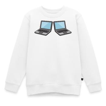 Collaboration avec les ordinateurs portables doubles - Sweat Premium enfant bio - blanc - Devant - AI Model Kid Male (0cm)