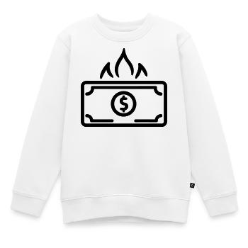 Geld verbrennen - Kinder Premium Organic Sweatshirt - Weiß - Vorne - AI Model Kid Male (0cm)