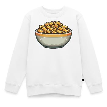 Popcorn-Schale Pixelkunst - Kinder Premium Organic Sweatshirt - Weiß - Vorne - AI Model Kid Male (0cm)