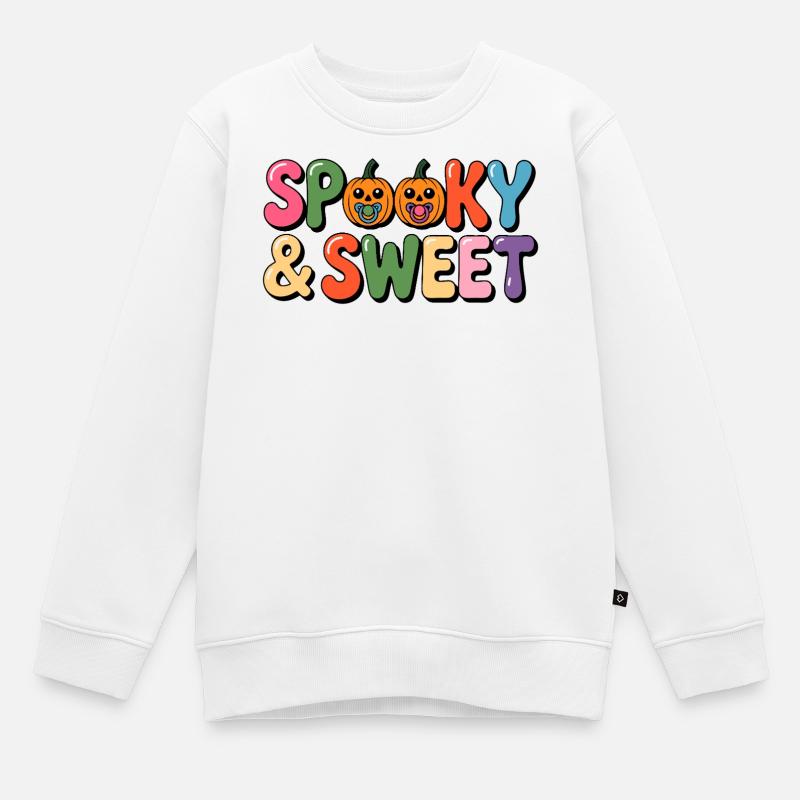 Motif d’Halloween effrayant et doux - Sweat Premium enfant bio - blanc