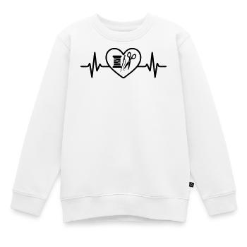 Nähen Garnrolle Nadel Schere Herz - Kinder Premium Organic Sweatshirt - Weiß - Vorne - AI Model Kid Male (0cm)