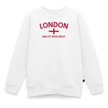 Drapeau et devise de Londres - Sweat Premium enfant bio - blanc - Devant - AI Model Kid Male (0cm)