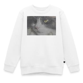 Katzenporträt im Glitch-Look - Kinder Premium Organic Sweatshirt - Weiß - Vorne - AI Model Kid Male (0cm)