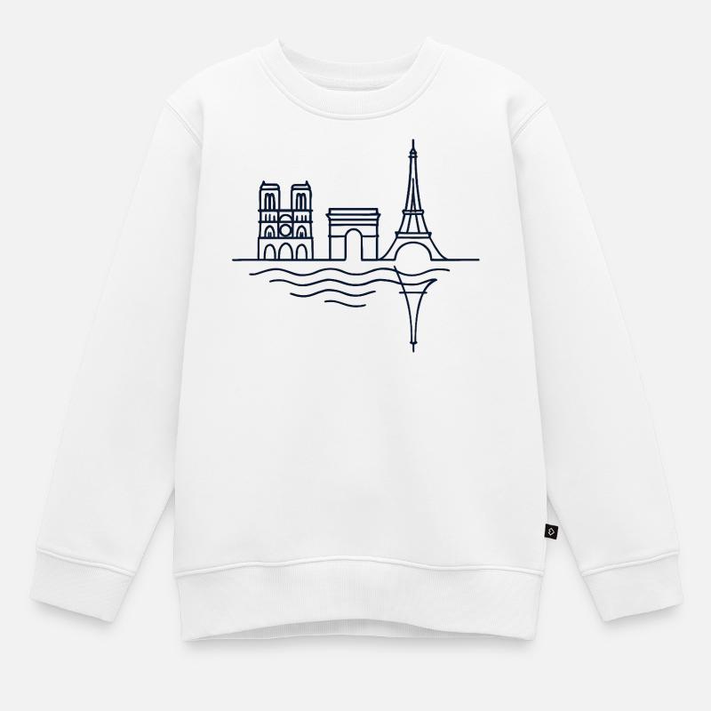 Lignes Parisiennes: Tour Eiffel et Arc de Triomphe - Sweat Premium enfant bio - blanc