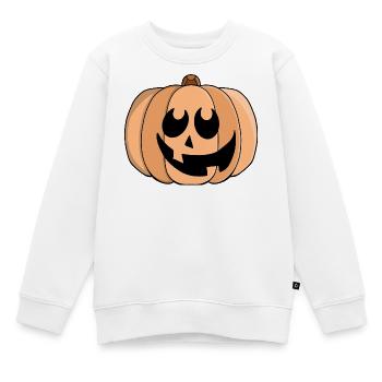 Playful Pumpkin Grin - Kids Premium Organic Sweatshirt - white - Front - AI Model Kid Male (0cm)