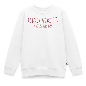 Ich höre Stimmen, und sie mögen dich nicht - Kinder Premium Organic Sweatshirt - Weiß - Vorne - AI Model Kid Male (0cm)