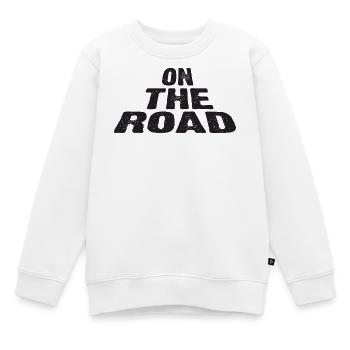 Sur la route : une typographie audacieuse - Sweat Premium enfant bio - blanc - Devant - AI Model Kid Male (0cm)