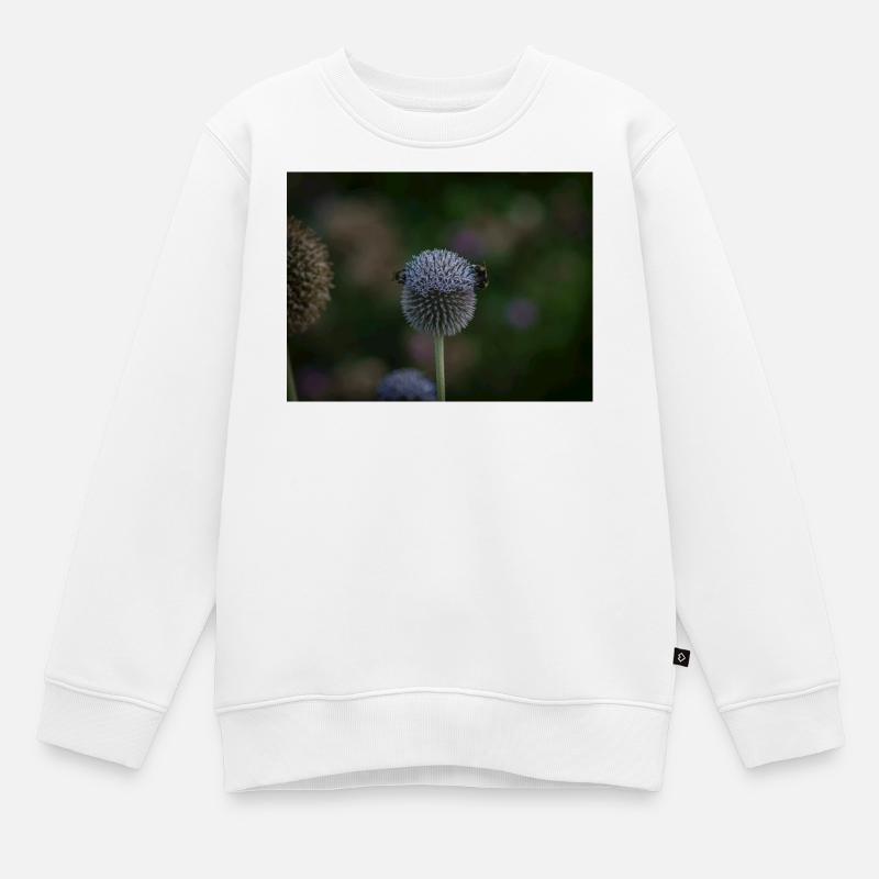 Abeilles sur chardon globe violet - Sweat Premium enfant bio - blanc
